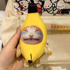 1pc Squeaky Plush Banana Cat Toy Keychain – Funny Sounding Pendant Doll – NEW