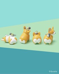 Kogimaruke Mascot Figures Corgi & Bird Quailia Gachapon (Full 4-Set)