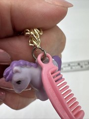 Vtg My Little Pony Mini Charm Purple W/ Comb For Bracelet Necklace Rare Hasbro