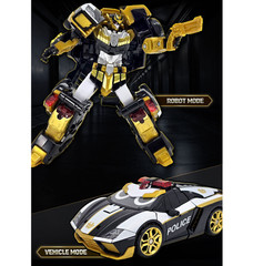 Metal Cardbot ULTIMATE BLUE COP Black Edition Police Car Transforming Robot Toy