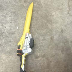 Yellow/Silver/Black Plastic Action Figure Sword Accessory with Black Handle