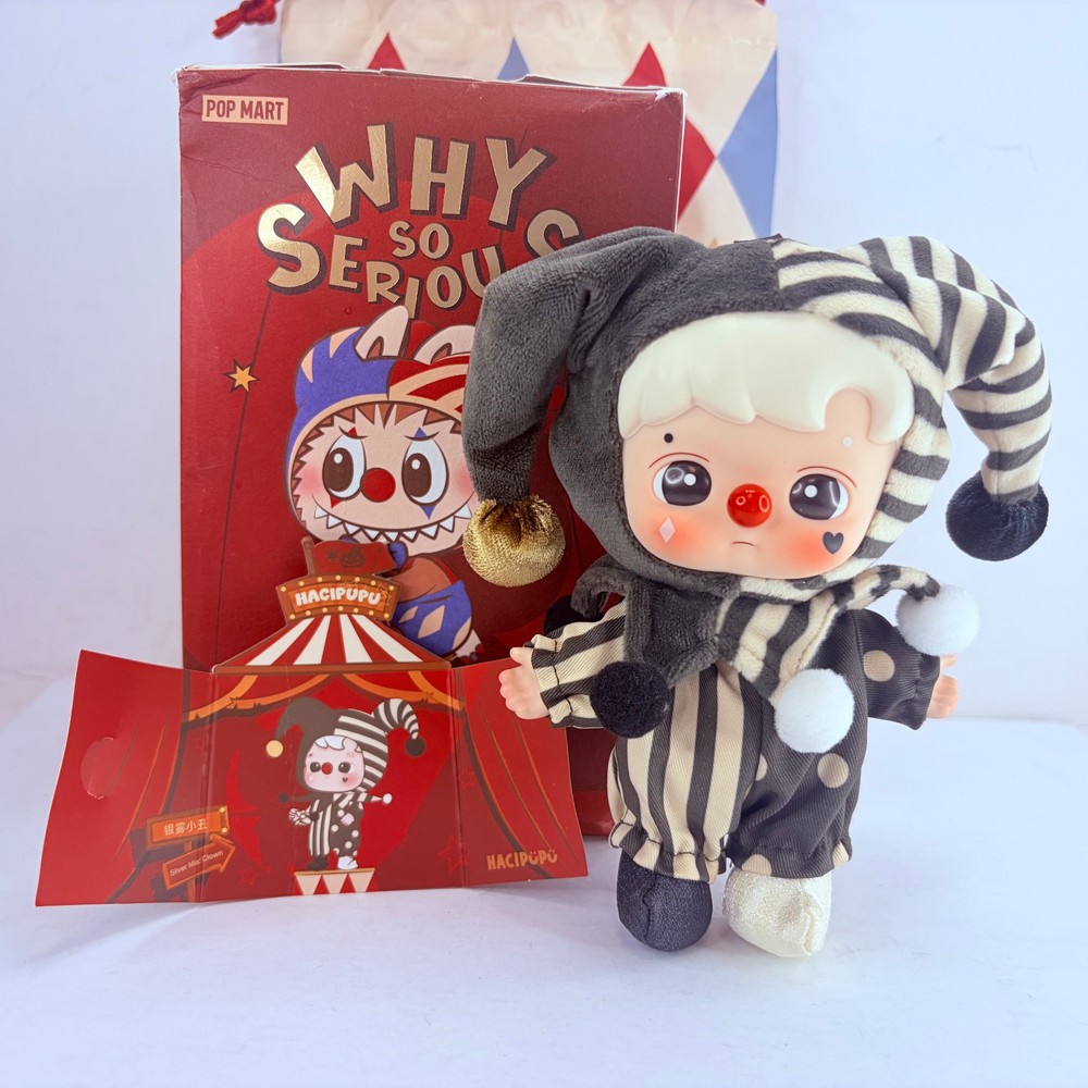 POP MART Why So Serious Series Hacipupu Pendant Plush Doll – Sliver Mist Clown