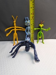 Vintage 1990s Disney Pixar A Bugs Life Set of Four Bendable Figures