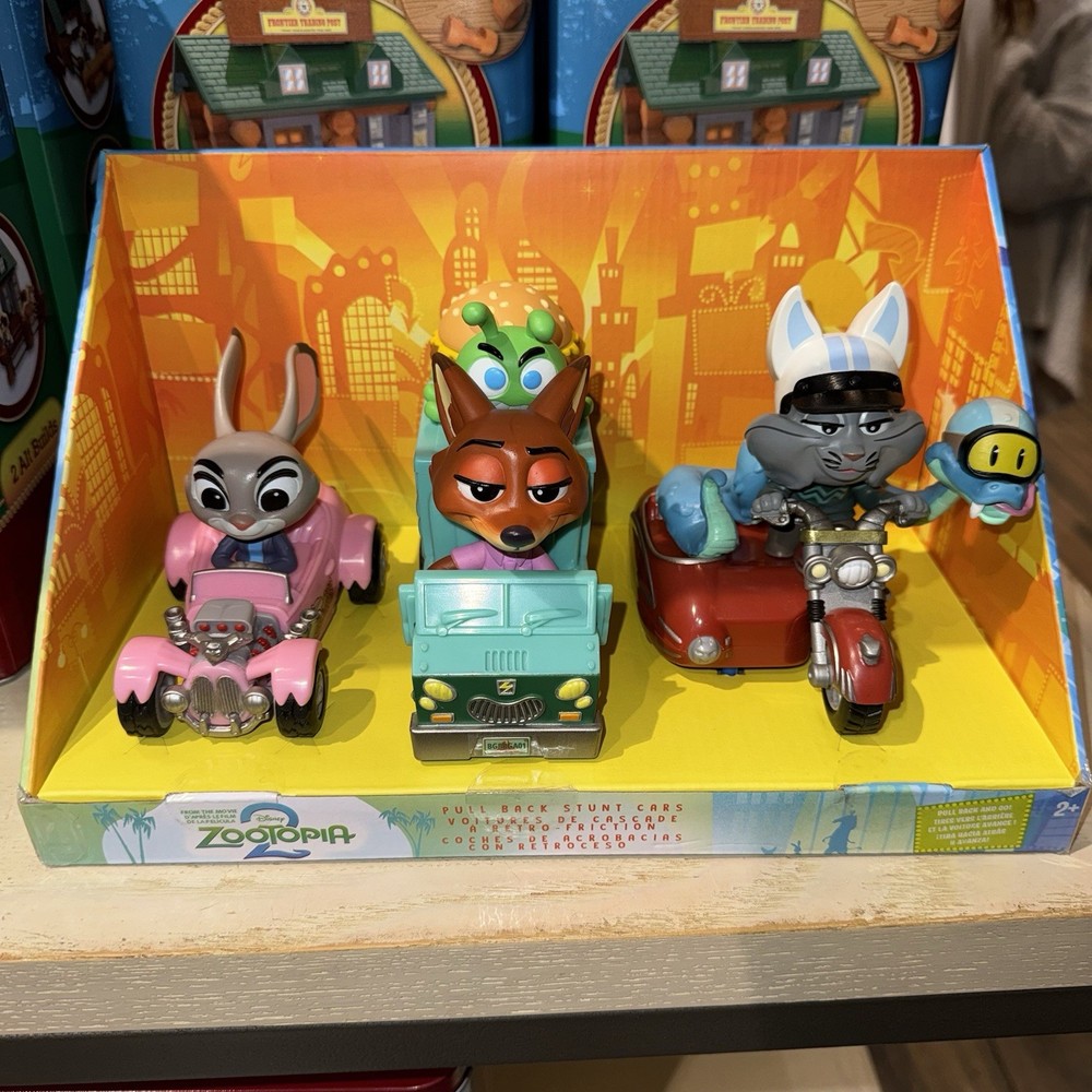 Disney Parks Zootopia 2 Set Of 3 Pullback Toy Stunt Cars Action Figures NEW!