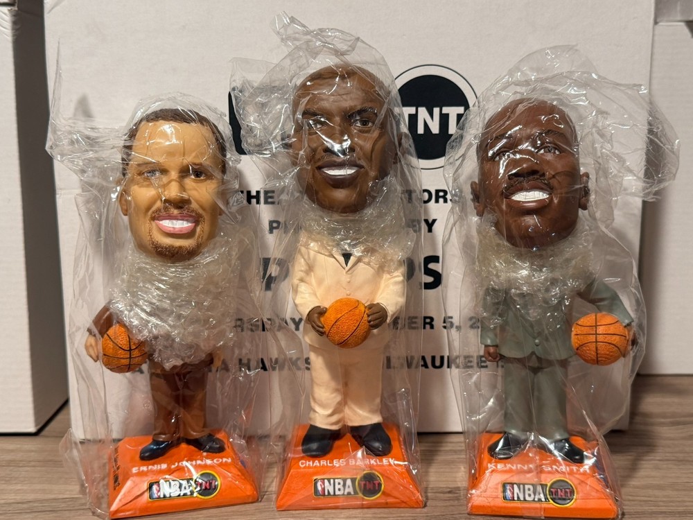 NBA TNT Crew Charles Barkley Kenny Smith Ernie Johnson Collectors Bobblehead Set