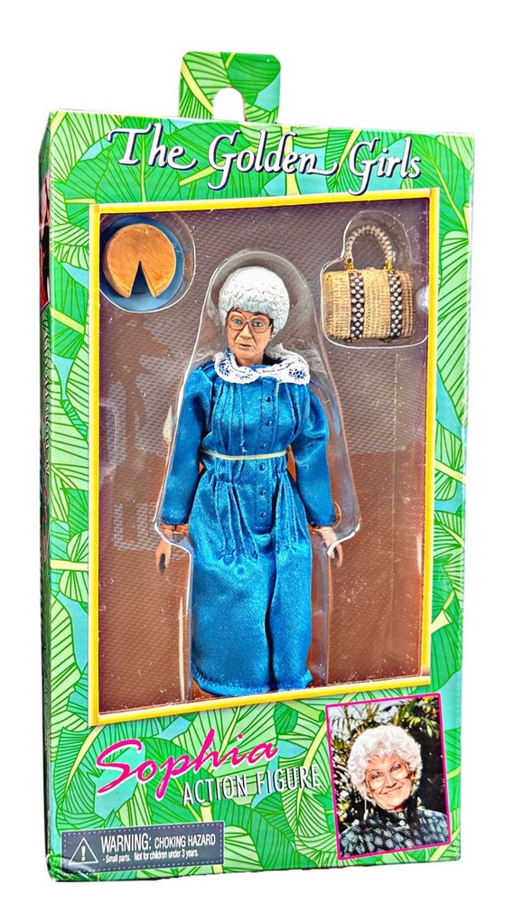 The Golden Girls Sophia Action Figure NIP w/ Purse & Cheesecake Factory Sealed