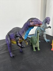 Lot (4) Vintage 80s & 90s Imperial Dinosaur Toy Vibrant Colors Apatosaurus