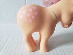 Vtg 1982 My Little Pony MLP G1 Pretty Parlor Concave Foot CF Peachy Pink Hearts