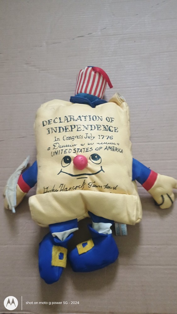 Vintage Polyester Plush By Toy Network 1970’s Declaration of Independence
