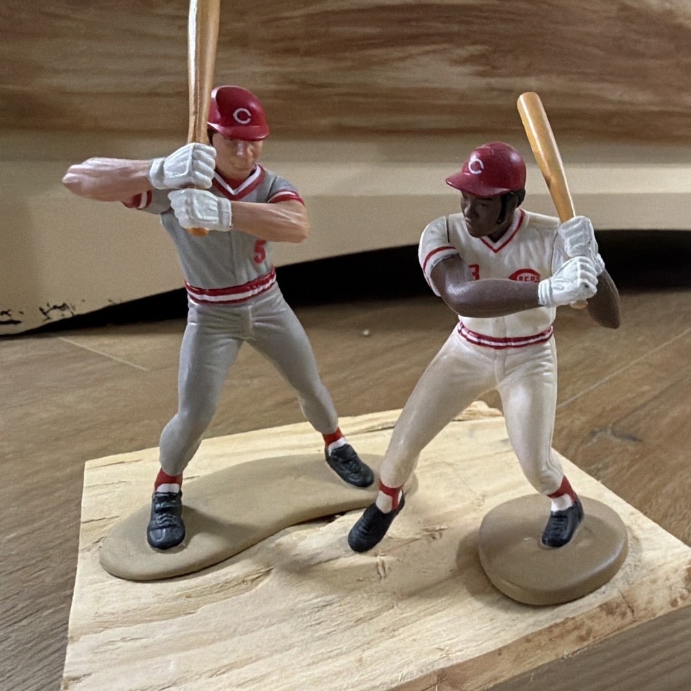 Johnny Bench Joe Morgan Cincinnati Reds Display Figure Lot Attached Wood Base