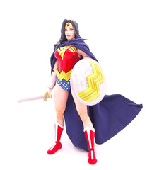 SU-MF-HC-WW-DB: Wired Hooded Dark Blue Fabric Cape for McFarlane Wonder Woman
