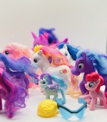 Lot Of 9 Hasbro My Little Pony Ponies Accessories Various Years Sizes Colors