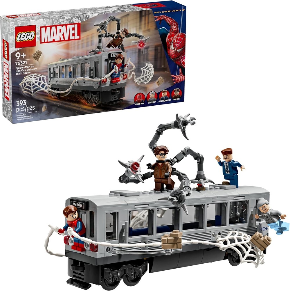 LEGO Marvel Spider-Man vs. Doc Ock Subway Train Scene – Action Figures Kids Toy