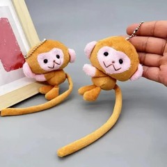 Cartoon Long Tailed Monkey Doll Key Chain Pendant DIY Plush Toy Doll Keychain