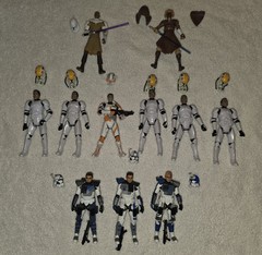 Star Wars 3.75 Lot- Anakin- Windu & Plo Koon, Cody, Clone Pilots & Arc Troopers