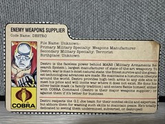 GI Joe Destro Cobra Enemy Weapons Supplier 1983 File Card ARAH