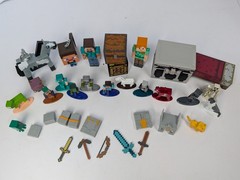 Minecraft Action Figure 34 Pc Lot Mixed Characters Blocks Varies Sizes Metal