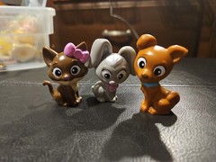 Barbie Plastic Pets Animals Cat Bunny And Dog Brown Pink Gray Lot Of 3