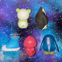 PUZZLE ERASER GREEN & WHITE PANDA BLACK PENGUIN BLUE SNEAKER RED SEAL LOT!