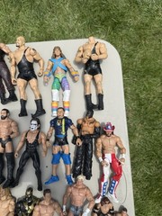 Wrestling Figure Lot And Championship Belt Well Played With As Pictured