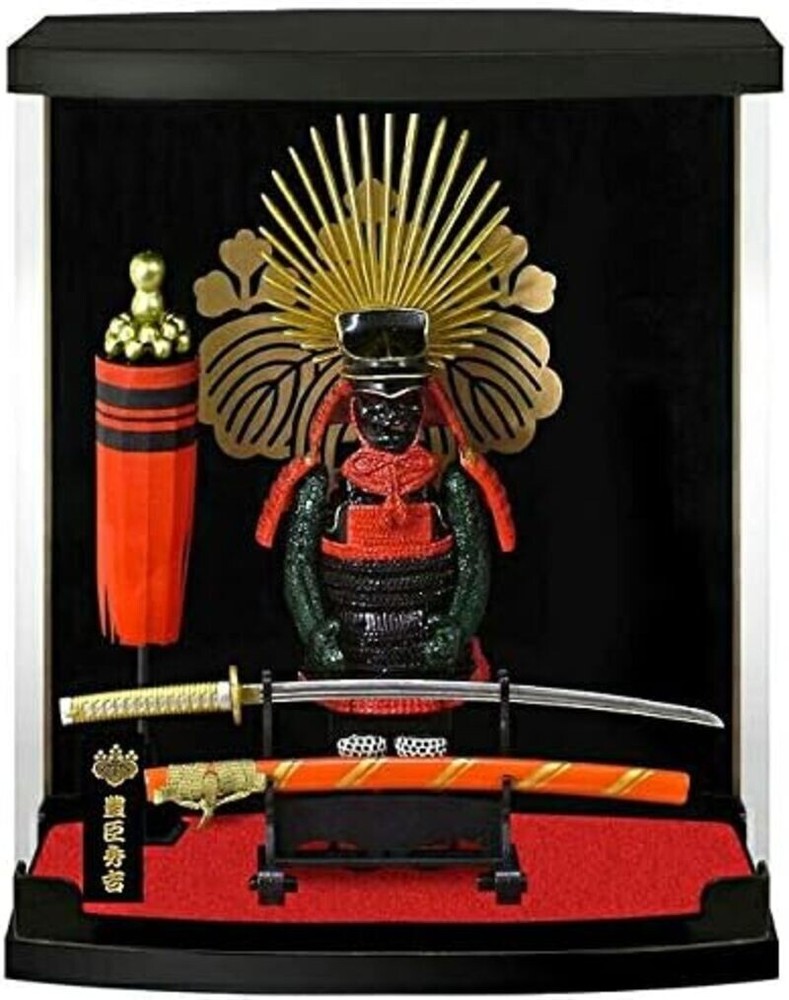Samurai Armor Miniature Figure Hideyoshi Toyotomi Type with sword, case
