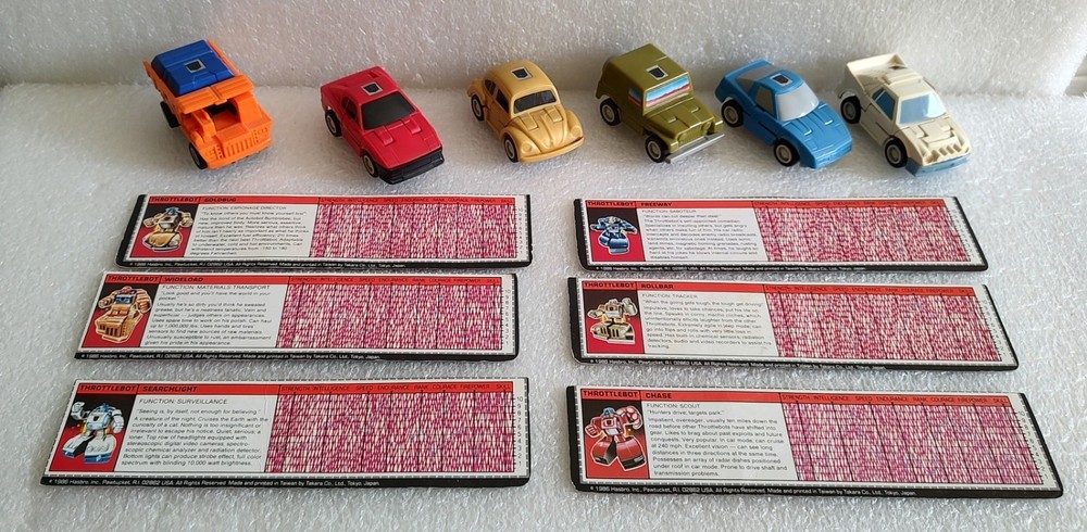 1987 TRANSFORMERS G1 THROTTLEBOTS LOT 6 CHASE FREEWAY GOLDBUG ROLLBAR WIDELOAD