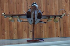 US Navy F-18 Model Jet Aircraft Hand Carved Mahogany High Gloss