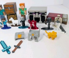 Minecraft Action Figure 34 Pc Lot Mixed Characters Blocks Varies Sizes Metal