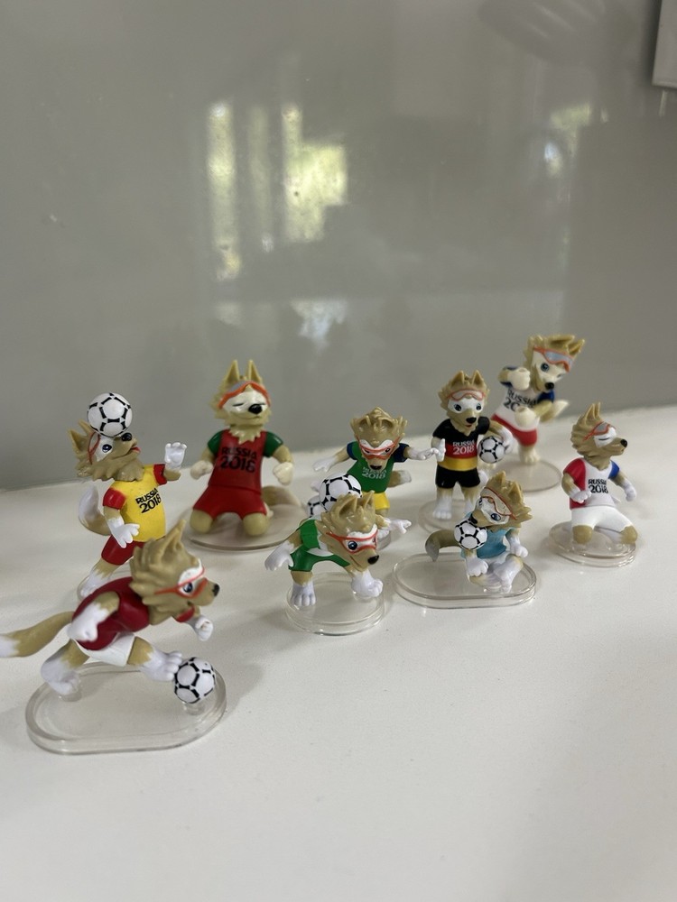 2018 Fifa World Cup Russia Zabivaka Mascot Mini Figures— Lot of 9 Rare Vintage