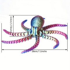 7.1inch 3D Printed Octopus Model,Articulated Animals Figure,Toys Home Decor