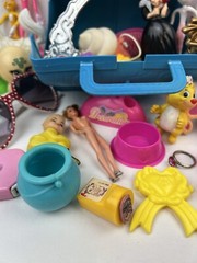 Huge Lot Of Vintage Girls Toys + Blue Plastic Case 48 Pieces Total Disney Mattel