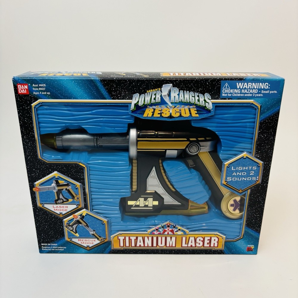 Vintage Bandai Power Rangers Lightspeed Rescue Titanium Laser In Box Working
