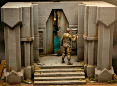 Sci-Fi Rock Cut Hangar Bay Blast Door Diorama 1:12 1:18 3D Printed 6 or 4 Inch