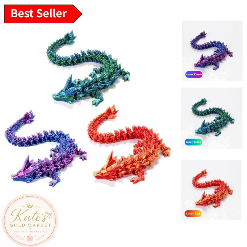 Vibrant 3-Piece 3D Printed Crystal Dragon Set – Ideal Gift for Collectors
