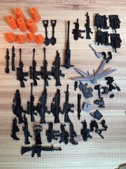 Lot Of 60 Figure S Accessories Guns Weapons Black Sizes Varies Small Pieces