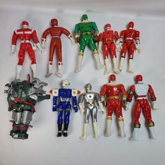 Lot of 10 Vintage Mighty Morphin Power Rangers Figures Red Green Blue Silver