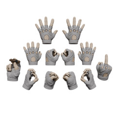 1/12 Scale Hands: Leather Gloved-Fingerless (Multiple Color Options)