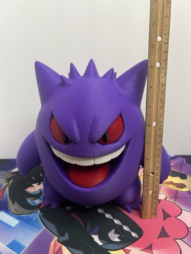 3d printed Gengar Fan Art Approximately ￼9.5” Tall (24cm) Fuzzy Skin Print