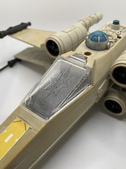 Vintage Star Wars Kenner Battle Damaged X Wing Canopy Glass Repro Part Cracked
