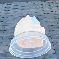 Pink Pig Figurine Big Eyes w/ Clear Suction Cup Base 6 in, Blue Black White