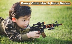 Light Up Combat Rifle Machine Gun Toy, Light/Sound/Vibration Batter Operated 19″