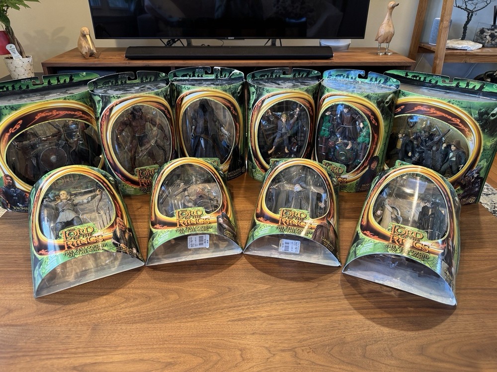 LOTR Fellowship: Set of 10 Action Figures (13 characters), Sealed/Boxed/Unopened