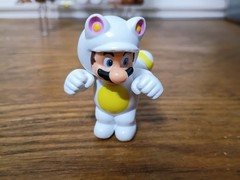 12-PK WHITE TANOOKI SUPER MARIO 4″ Lot Builder Penguin Cat Metal Raccoon Luigi