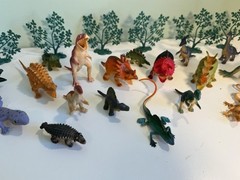 25 Piece Lot VNTG Plastic Dinosaur Toys & Trees Multiple Species-China 1993-2001