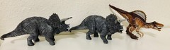 Lot of 3 Jurassic Park 30th Anniversary Captivz Dinosaur Figures (Spino+Trikes).