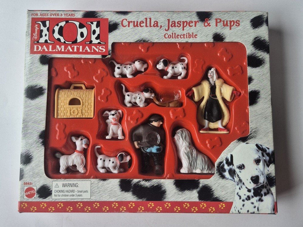 Disney 101 Dalmatians NEW SEALED Play Figurines Cruella de Vil Jasper & Puppies