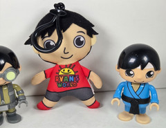 Ryan’s World Toy Action Figure and Plush Bag Clip Lot of Four Bonkers Toys