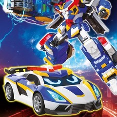 Metal Card Bot Blue Cop S Vehicle Transforming Car Robot Toy