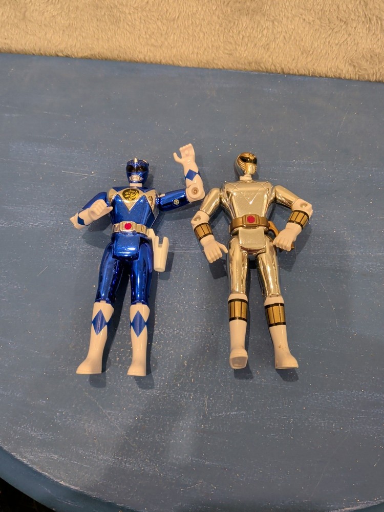 Power Rangers 1995 Action Figures Silver And Blue Rangers Bandai