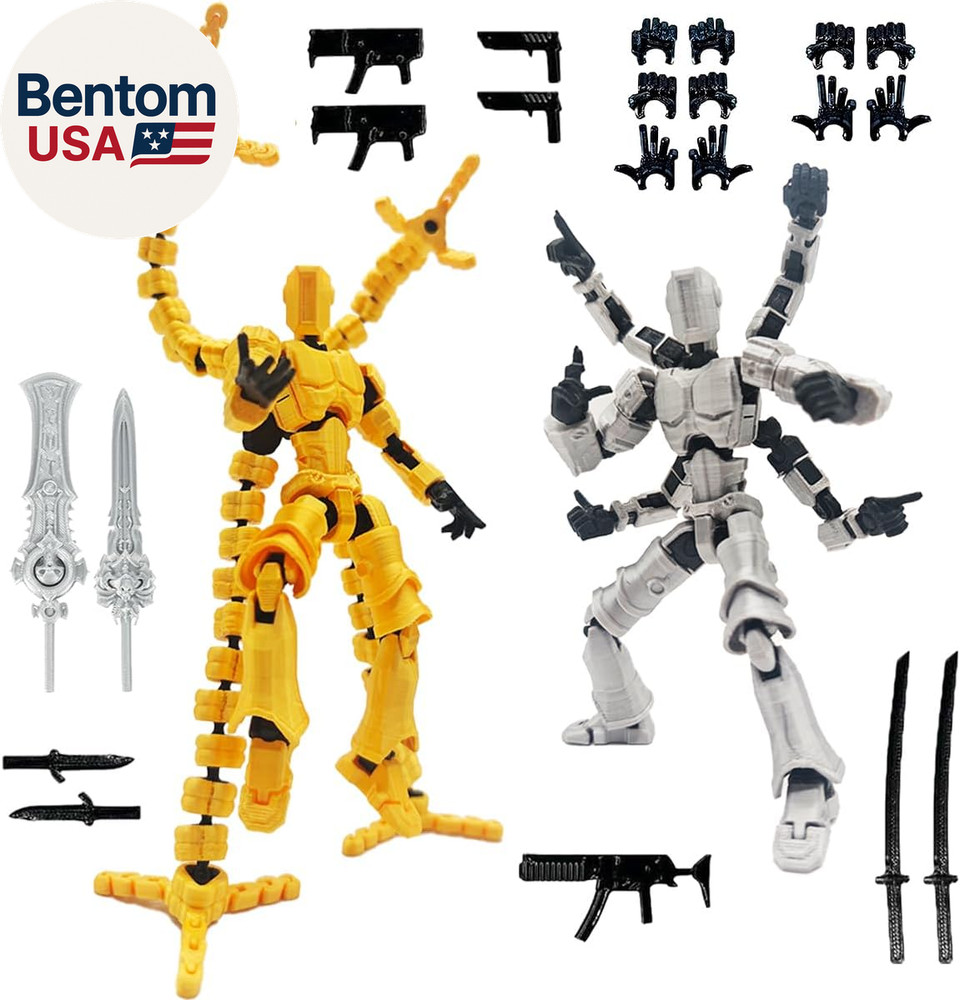 T13 3D Action Figure Set (Assembly Completed) 2 Pcs, 3D Printed Multi-Jointed, T